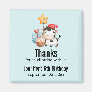 Smiling Cow Cute Adorable Birthday Magnet