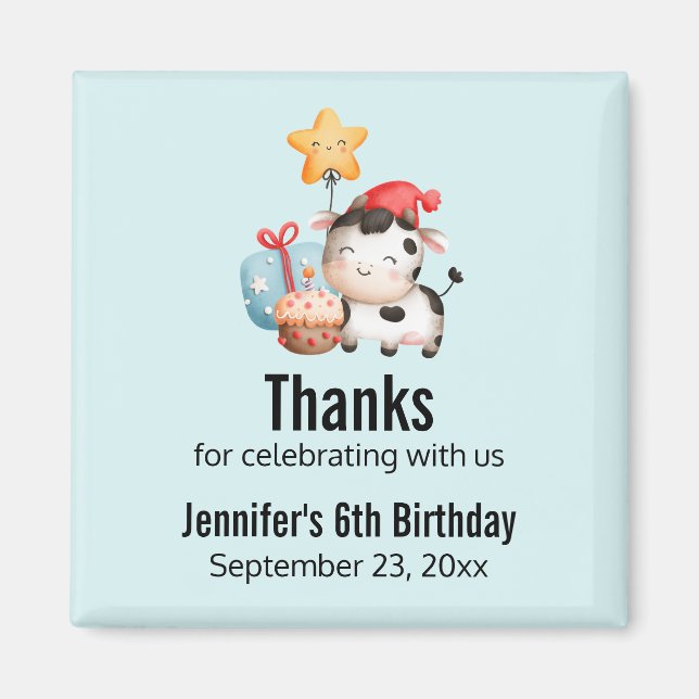 Smiling Cow Cute Adorable Birthday Magnet (Front)