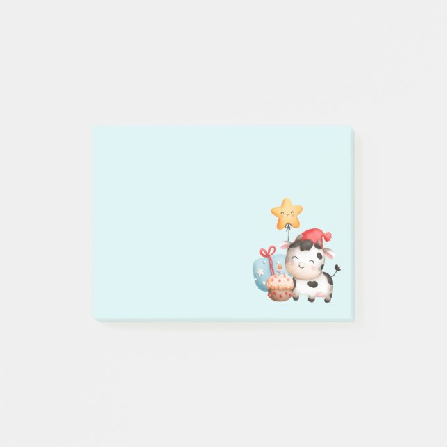 Smiling Cow Cute Adorable Birthday Post-it Notes (Front)