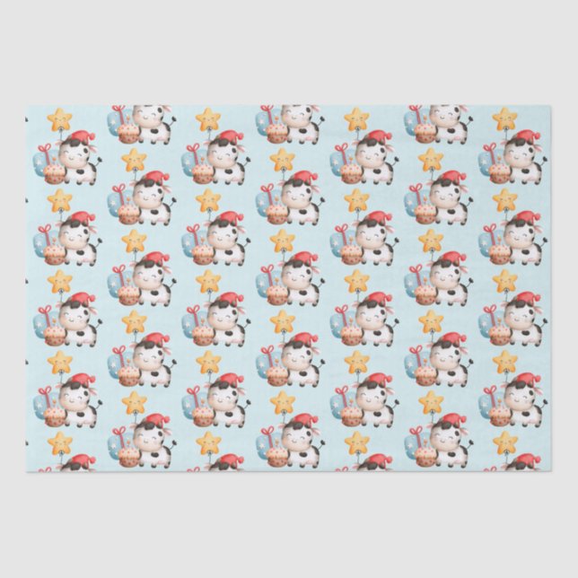 Smiling Cow Cute Adorable Birthday Tissue Paper (Front)