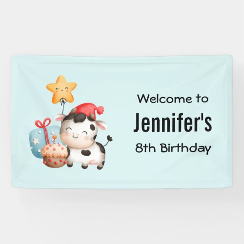 Smiling Cow Cute Adorable Birthday Welcome Banner