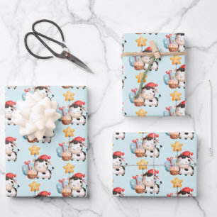 Smiling Cow Cute Adorable Birthday Wrapping Paper Sheets