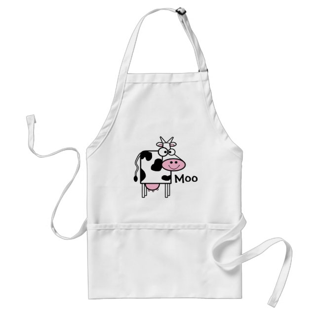 Smiling Cow Cute Animal Print Adult Apron (Front)