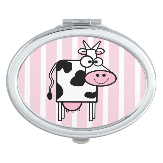 Smiling Cow Girly Animal Print Mirror For Makeup (Front)