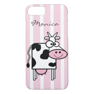 Smiling Cow Girly Animal Print Monogrammed iPhone 8/7 Case