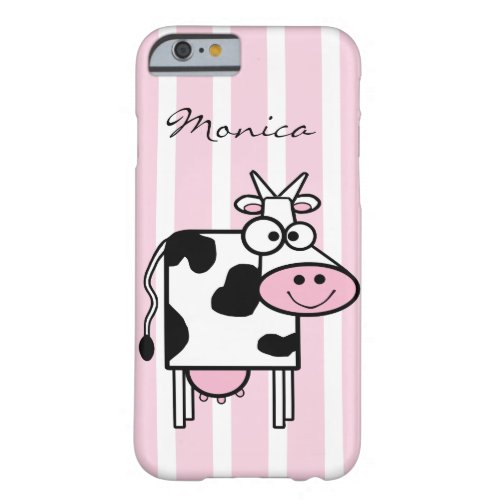 Smiling Cow Girly Animal Print Monogrammed Barely There iPhone 6 Case