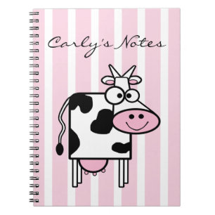 Smiling Cow Girly Animal Print Personalized Notebook