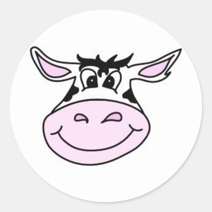 Smiling Cow Round Sticker