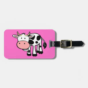 Smiling Cow with Daisies Luggage Tag
