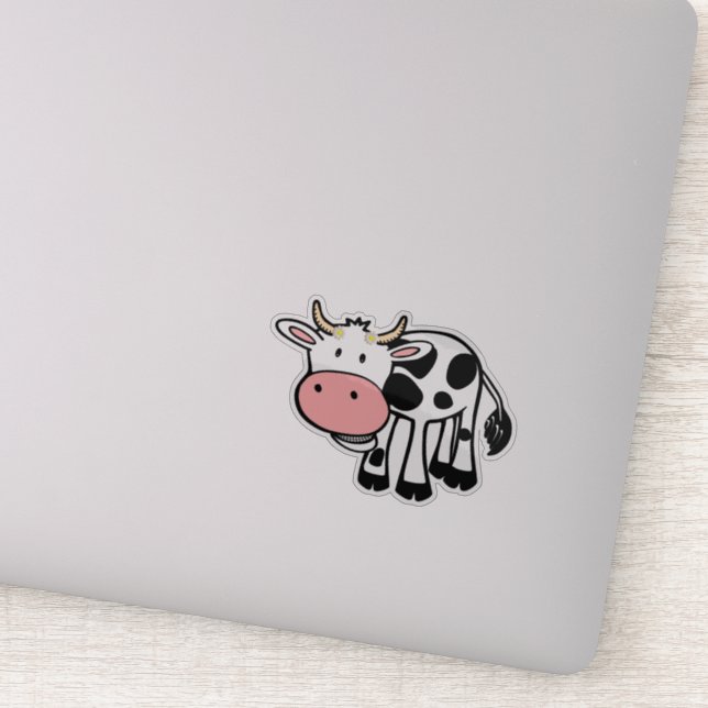 Smiling Cow with Daisies Sticker (Detail)