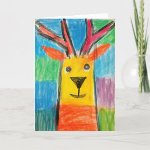 Smiling Crayon Reindeer Christmas Card