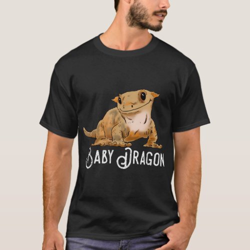 Smiling Crested Gecko Cute Crestie Drawing Drago T_Shirt
