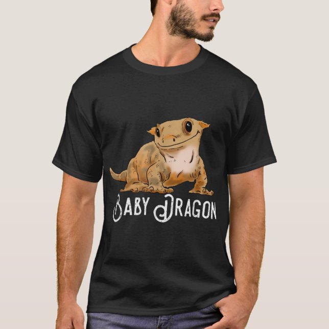Smiling Crested Gecko, Cute Crestie Drawing, Drago T-Shirt (Front)