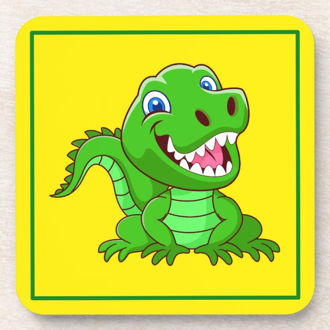 Smiling Crocodile Cartoon-64836 Beverage Coaster (Front)