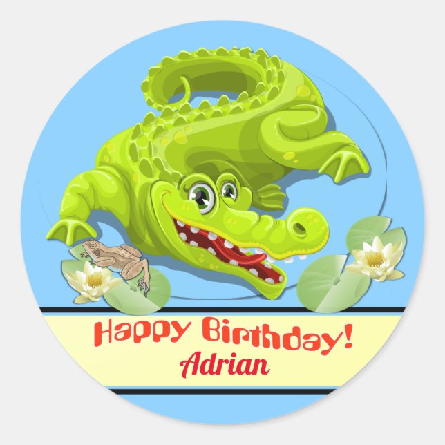Smiling Crocodile Classic Round Sticker (Front)