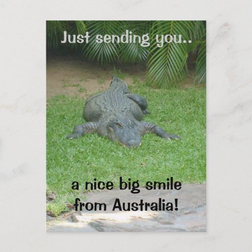 Smiling crocodile postcard