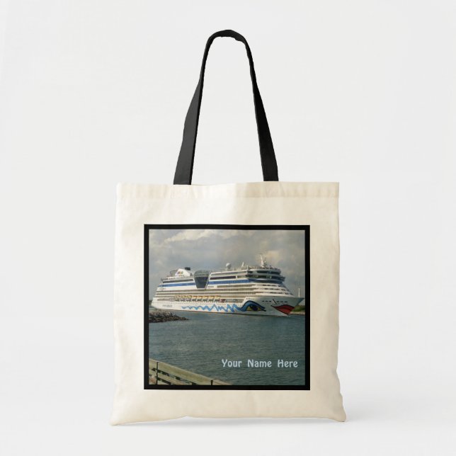 Smiling Cruise Ship Personalized Tote Bag (Front)