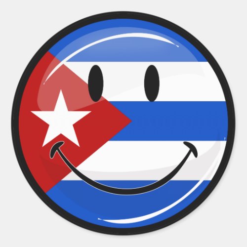 Smiling Cuban Flag Classic Round Sticker