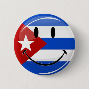Smiling Cuban Flag Pinback Button