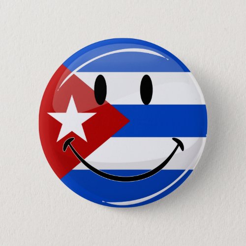 Smiling Cuban Flag Pinback Button