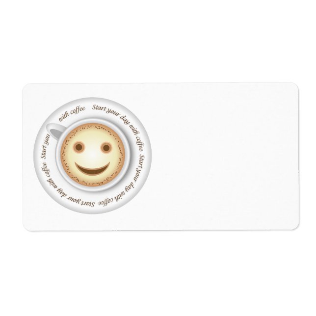 Smiling cup of coffee label (Front)