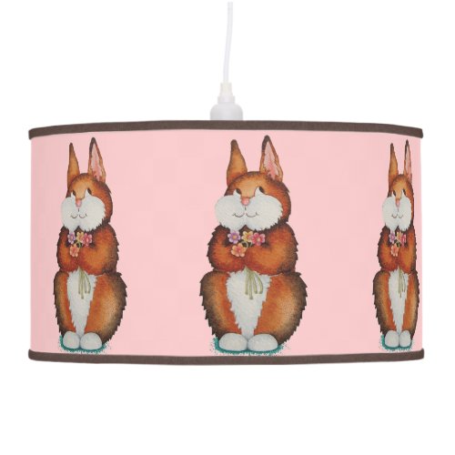 smiling cute brown bunny rabbits for children pendant lamp