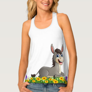 Smiling Cute Donkey Tank Top