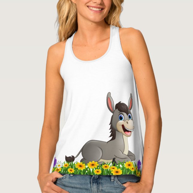 Smiling Cute Donkey Tank Top (Front)