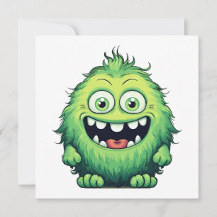 Smiling Cute Green Monster Cartoon