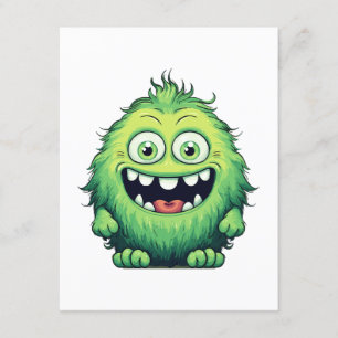 Smiling Cute Green Monster Cartoon Enclosure Card
