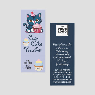 Smiling Cute Kitty Cat with Cup Cake 1 Raffle Tickets