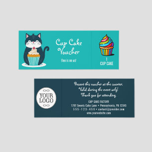 Smiling Cute Kitty Cat with Cup Cake 2 Raffle Tickets