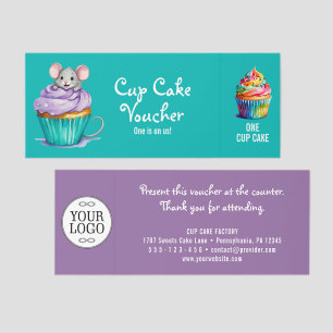 Smiling Cute Mouse with Cup Cake 1 Raffle Tickets