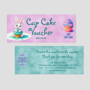Smiling Cute Rabbit with Cup Cake 1 Raffle Tickets
