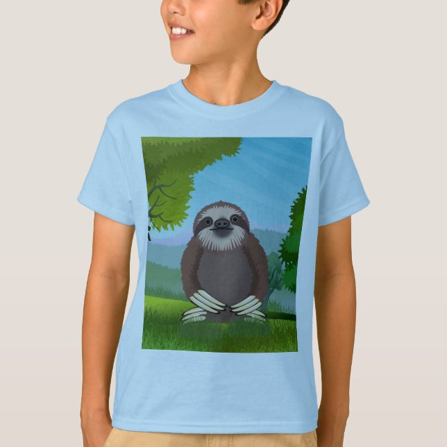 Smiling Cute Sloth Monogrammed T-Shirt (Front)
