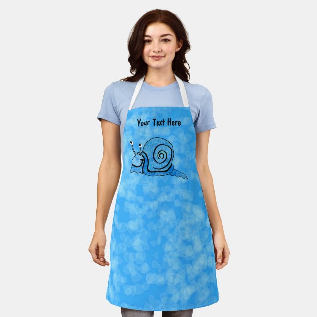 Smiling Cute Snail blue tie Dye Patterned Shell Apron (Worn)