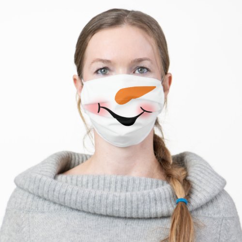 Smiling Cute Snowman Face Adult Cloth Face Mask