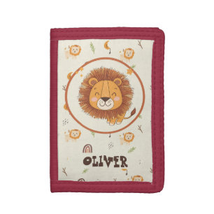 Smiling Cute Whimsical Lion Trifold Wallet