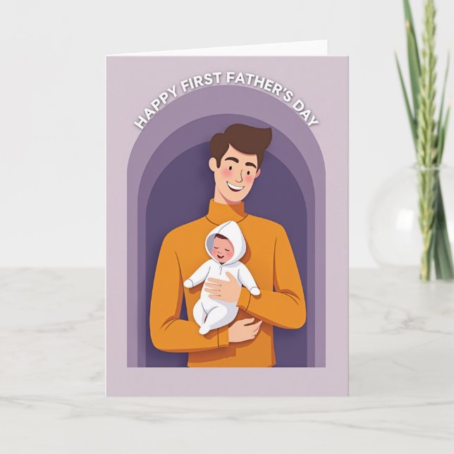 Smiling Dad And Baby Day Card (Front)