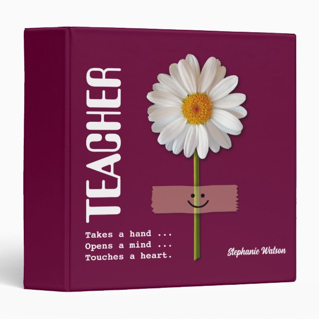 Smiling Daisy Custom Gift Binder for Teacher (Front/Spine)