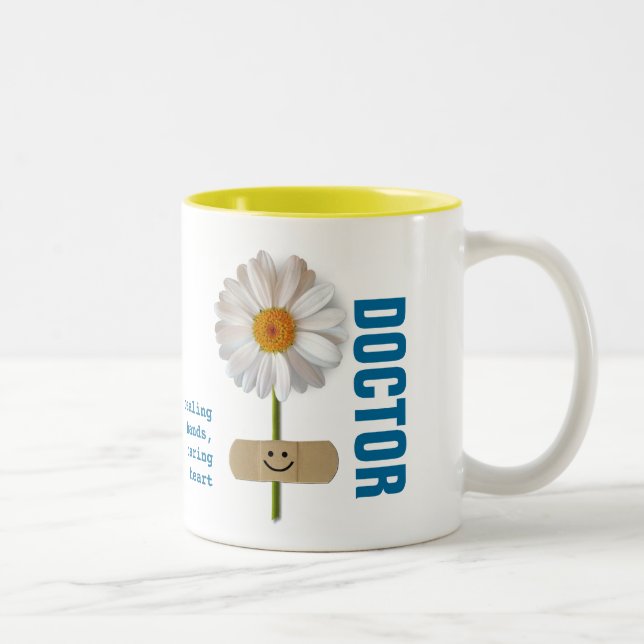 Smiling Daisy Doctor Appreciation Custom Gift Two-Tone Coffee Mug (Right)