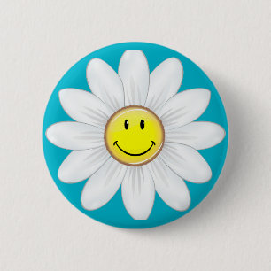 Smiling Daisy Flower Button