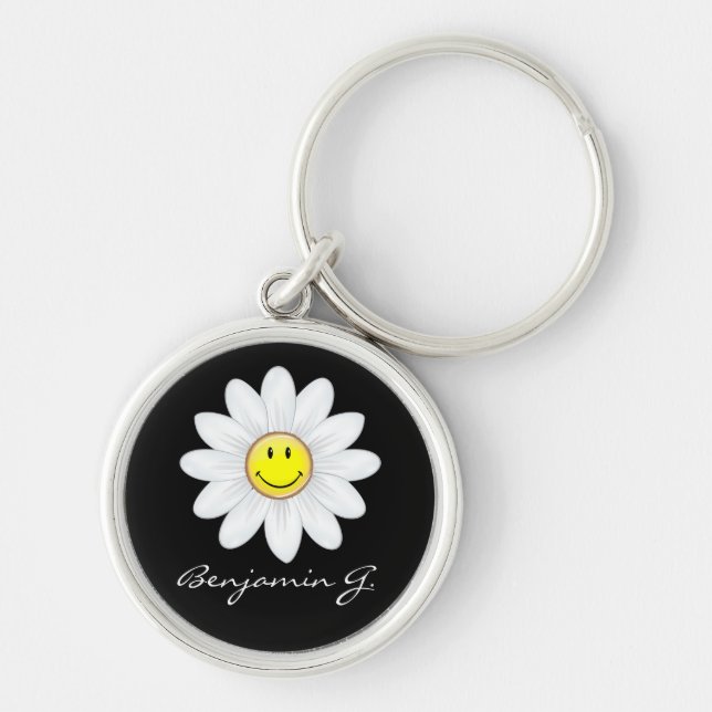 Smiling Daisy Flower Keychain (Front)
