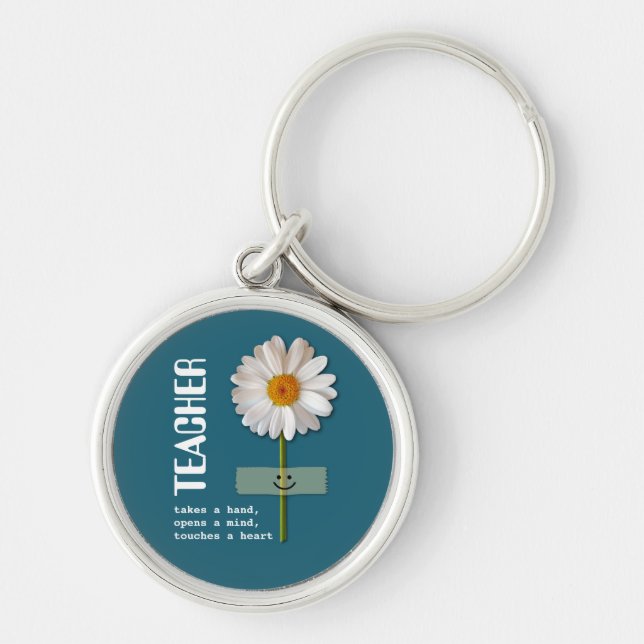 Smiling Daisy Teacher Appreciation Gift  Keychain (Front)
