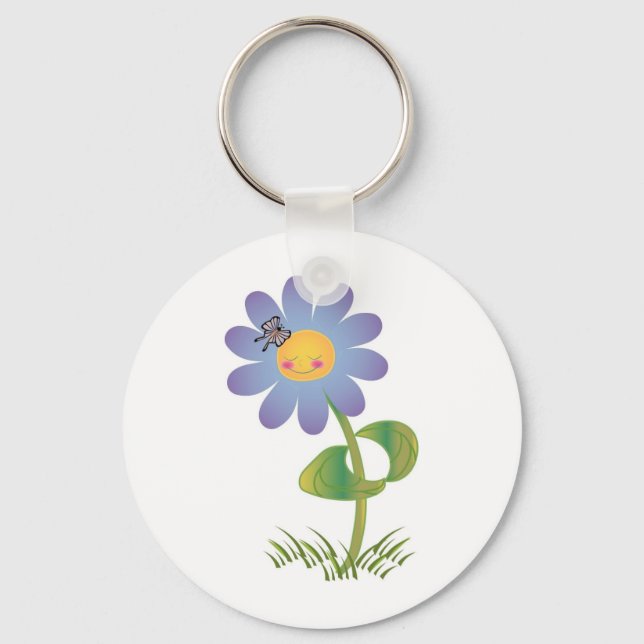 Smiling Daisy with Butterfly Keychain (Front)