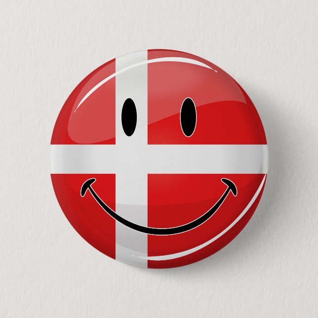 Smiling Denmark Flag Pinback Button (Front)