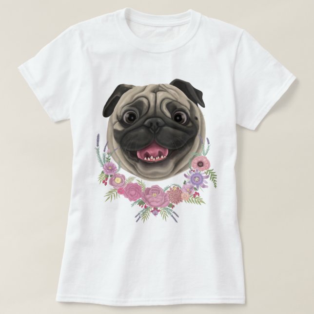 Smiling Derpy Pug T-Shirt (Design Front)