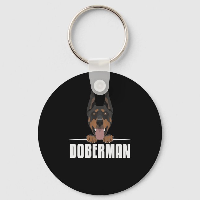 Smiling Doberman Keychain (Front)