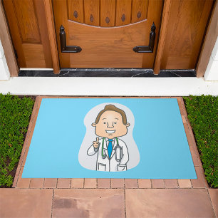 Smiling Doctor Giving Thumbs Up with Stethoscope  Doormat