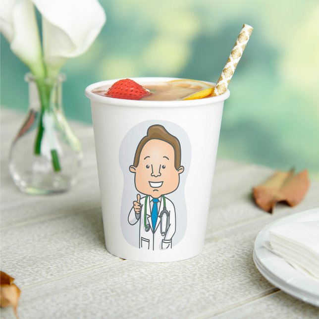 Smiling Doctor Giving Thumbs Up with Stethoscope  Paper Cups (Creator Uploaded)
